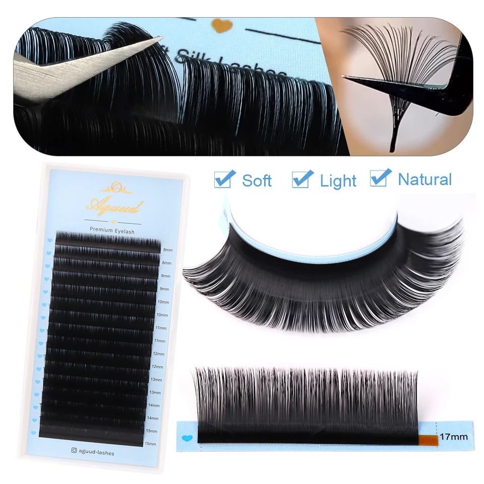 

AGUUD Faux Mink Eyelash Extensions Individual 0.03mm Matte Black Soft Cashmere Lash Tray Russian Volume Classic Lashes Supplies