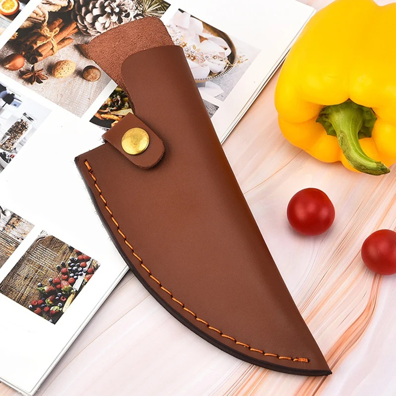 Funda para cuchillo de piel de vaca, cuchillo para deshuesar, pequeños cuchillos de cocina, funda de PU con anillo para cinturón, funda para cuchillo portátil