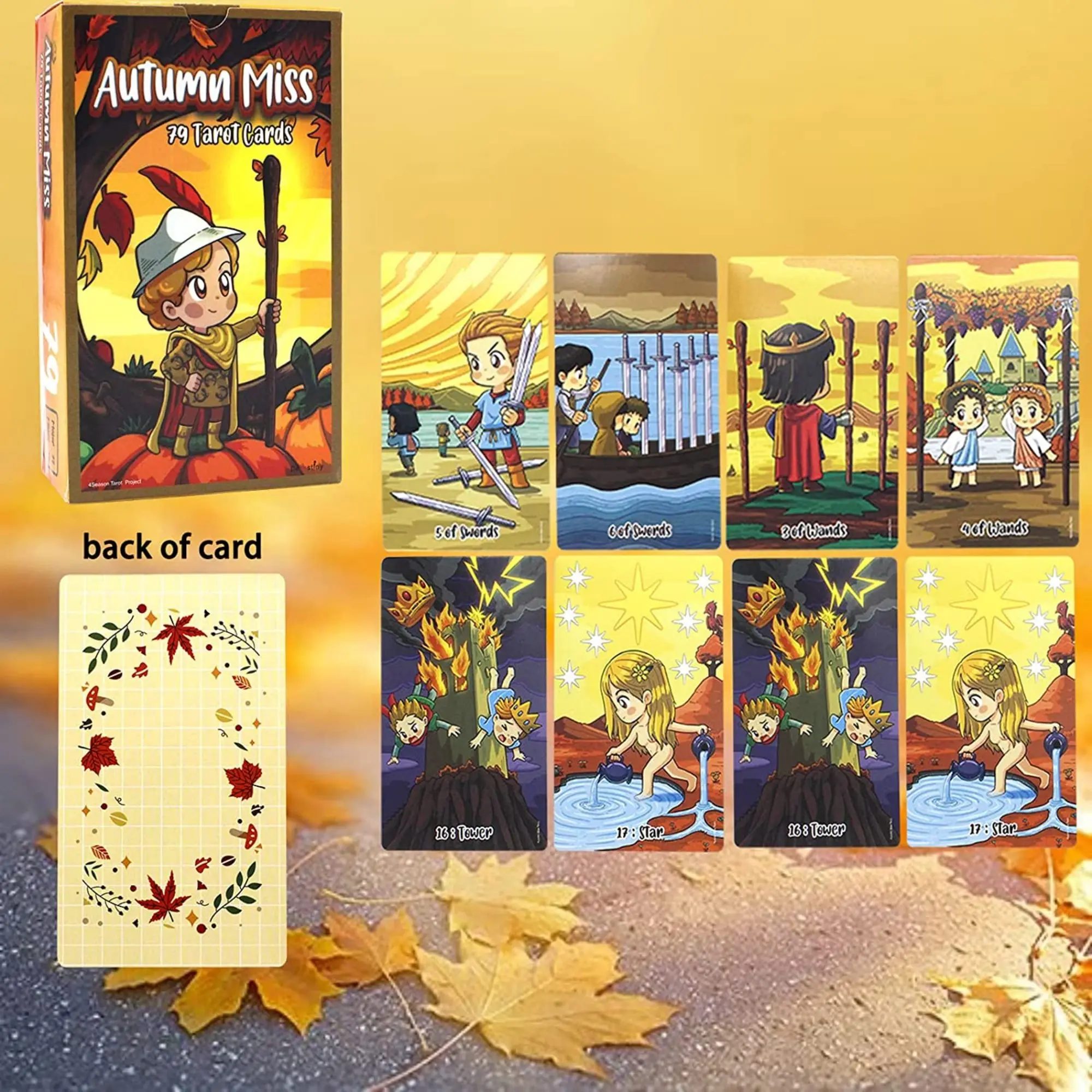 New 12x7cm Autumn Miss 79-Card Tarot Deck in English For Children Toys Good Gift Divination Future Entertainment Board Game