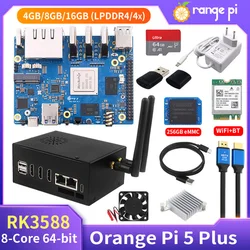 Pomarańczowe Pi 5 Plus 4GB 8GB 16GB RAM Rockchip RK3588 2.5G podwójny Ethernet opcjonalne akrylowe etui miedziane radiatory do pomarańczy Pi 5 Plus