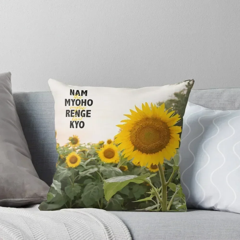 Nam Myoho Renge Kyo Bright Yellow Sunflower Throw Pillow Pillowcases christmas ornaments 2025 pillow