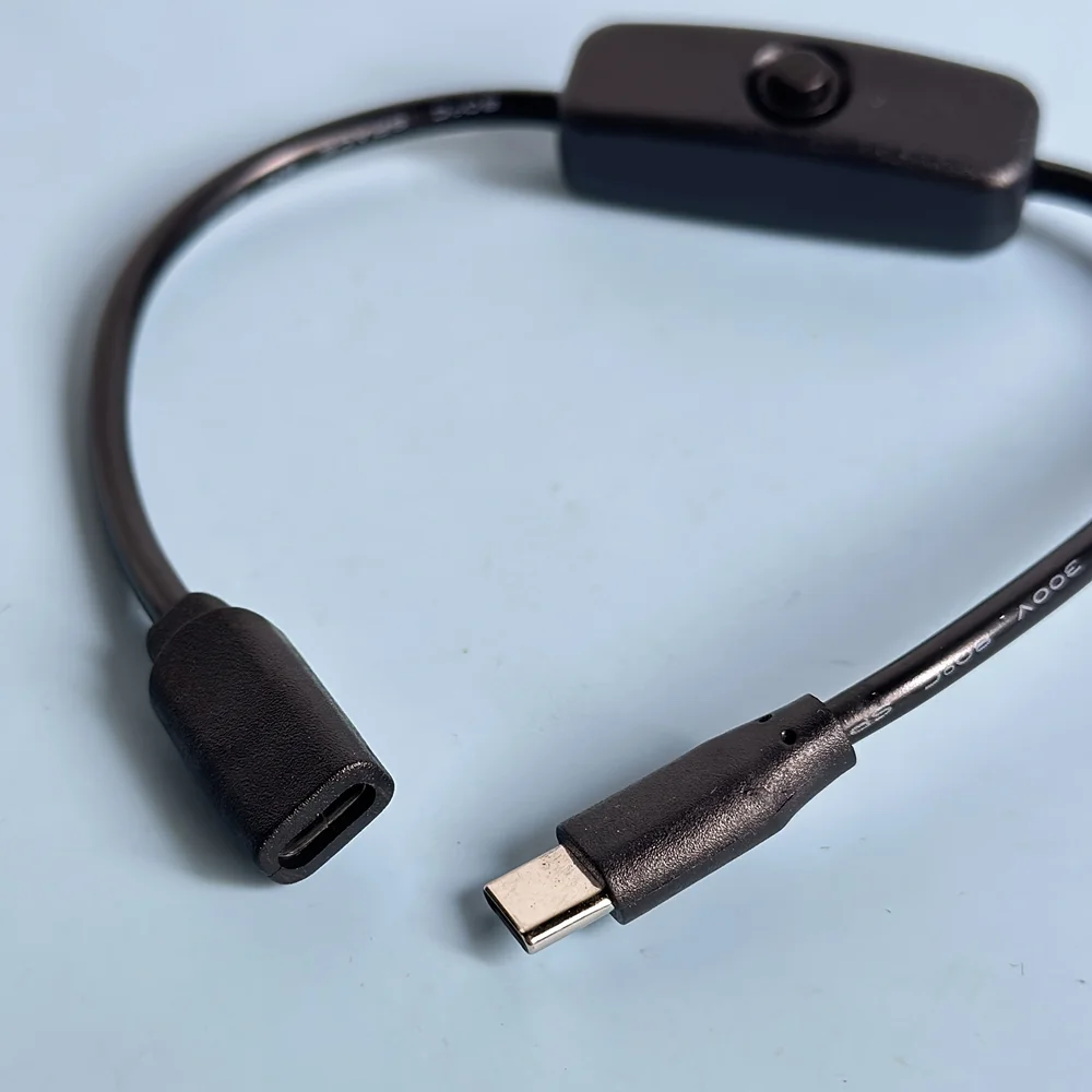 USB Type C With ON/OFF Switch Power Button Charging Extension Cable Universal Type-C Extension Cable