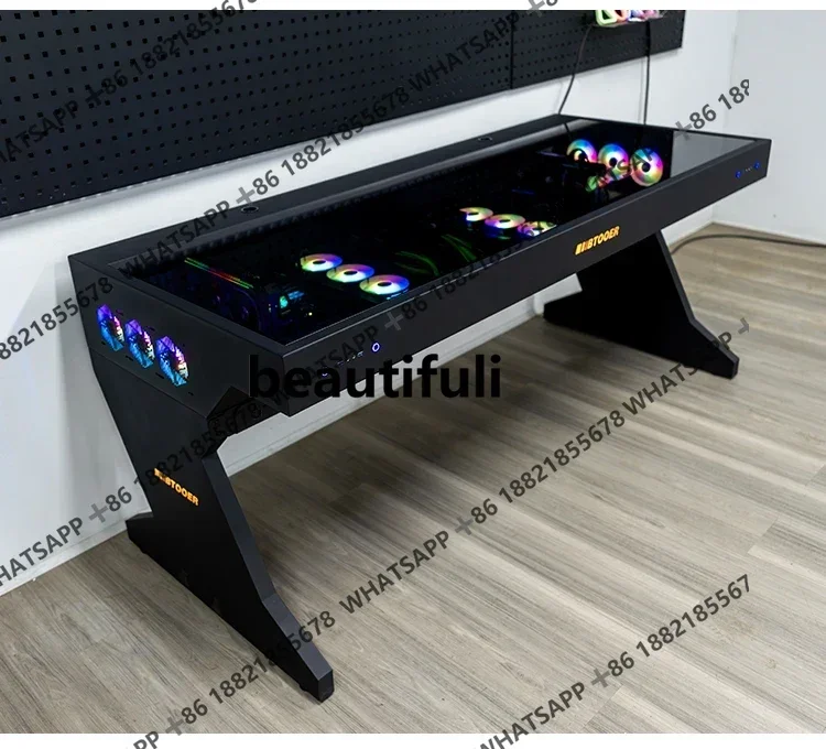 *Computer case integrated table, two hosts can be installed for two people, cool   e-sports table