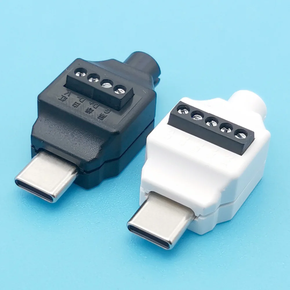 1pc USB Type C Solderless Data Cable Repair Fast Charging Plug 4P 5P DIY Type-C Solderless Plug USB C Cable Connector Interface