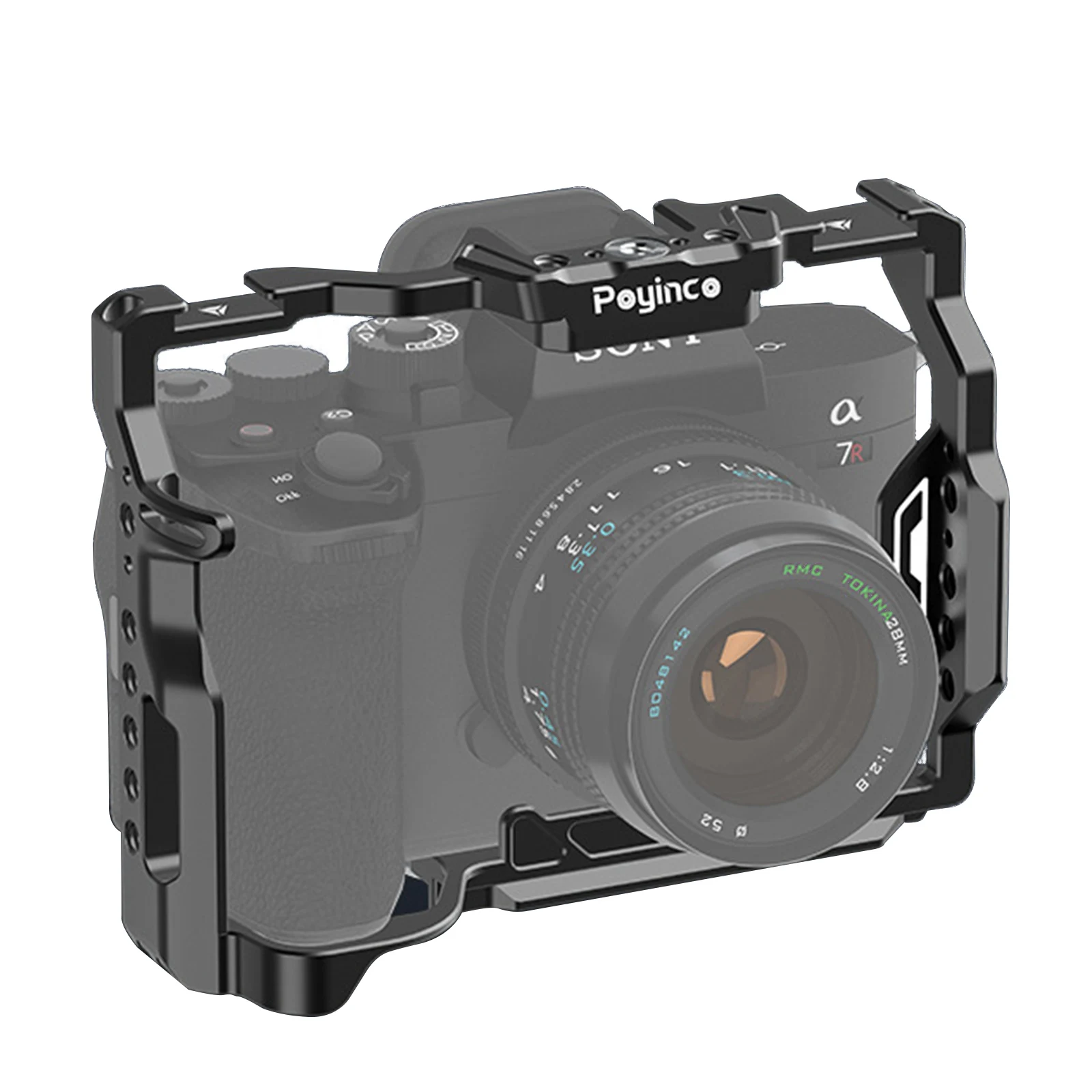 Aluminium-Kamerakäfig für Sony A7 III/A7R III/A7 II/A7S II/A7R II Kamera-Rig mit Arri+Kaltblatt-Schuh 1/4" & 3/8" für Mikrofone und Lichter