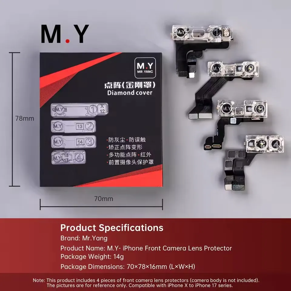 Mr. Yang Diamond Cover Dust Proof Ensure Accurate Face ID for iPhone X-17Pro Max Front Camera Repair Front Camera Lens Protector