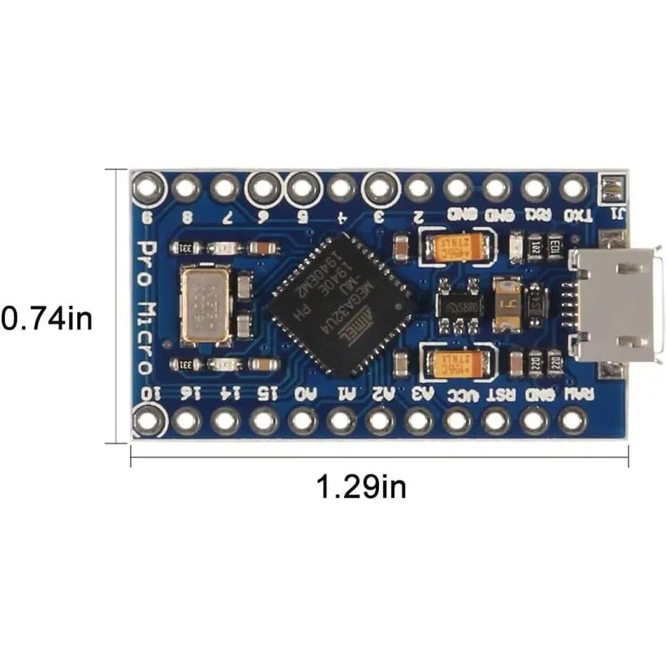 Pro Micro ATmega32U4 5V/16MHz modulekaart, vervang met ATmega328 Pro Mini compatibel met Arduino met 2-rijige pin-header