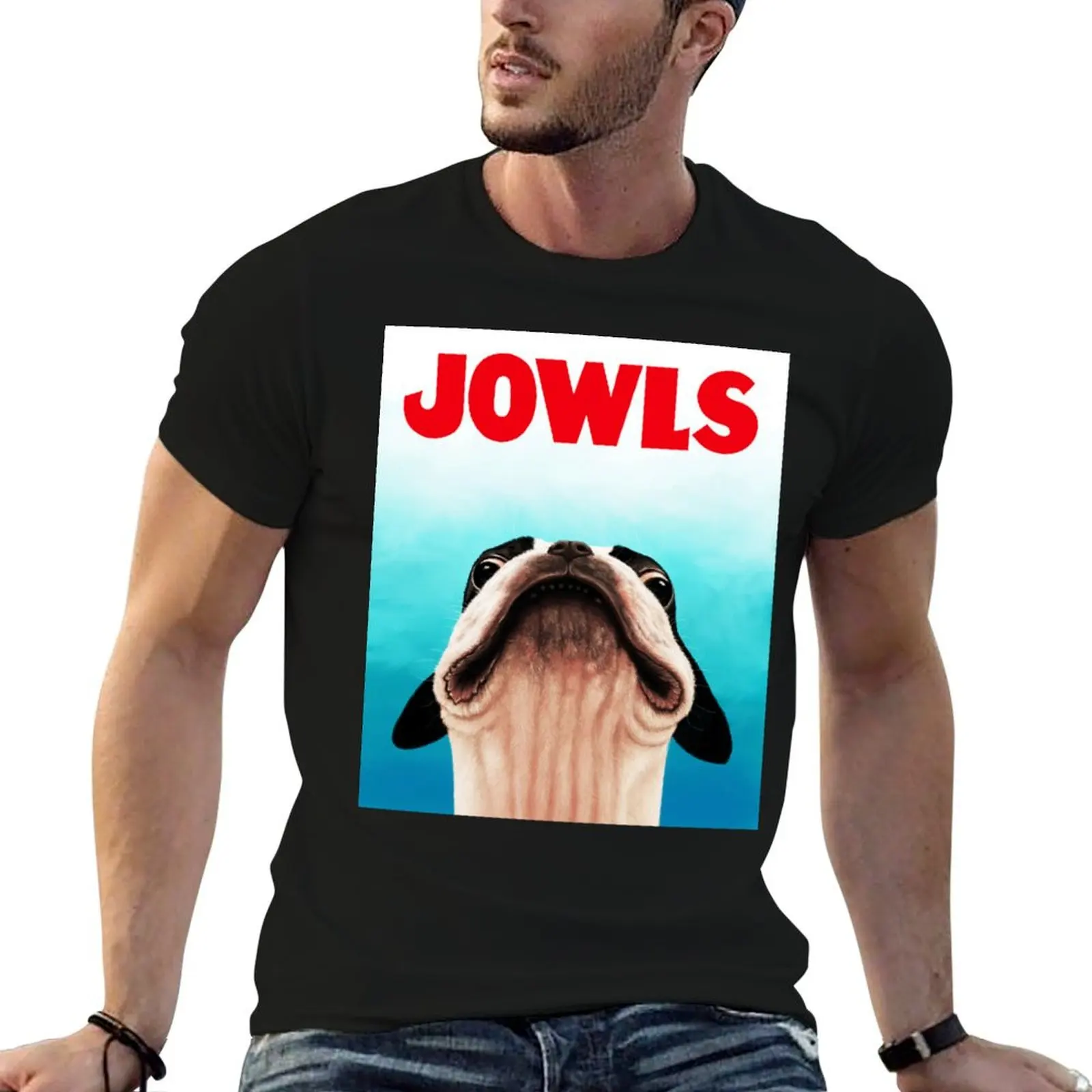 Jowls Boston Terrier poster T-Shirt t shirt for man cotton t shirts man 100% T-Shirt