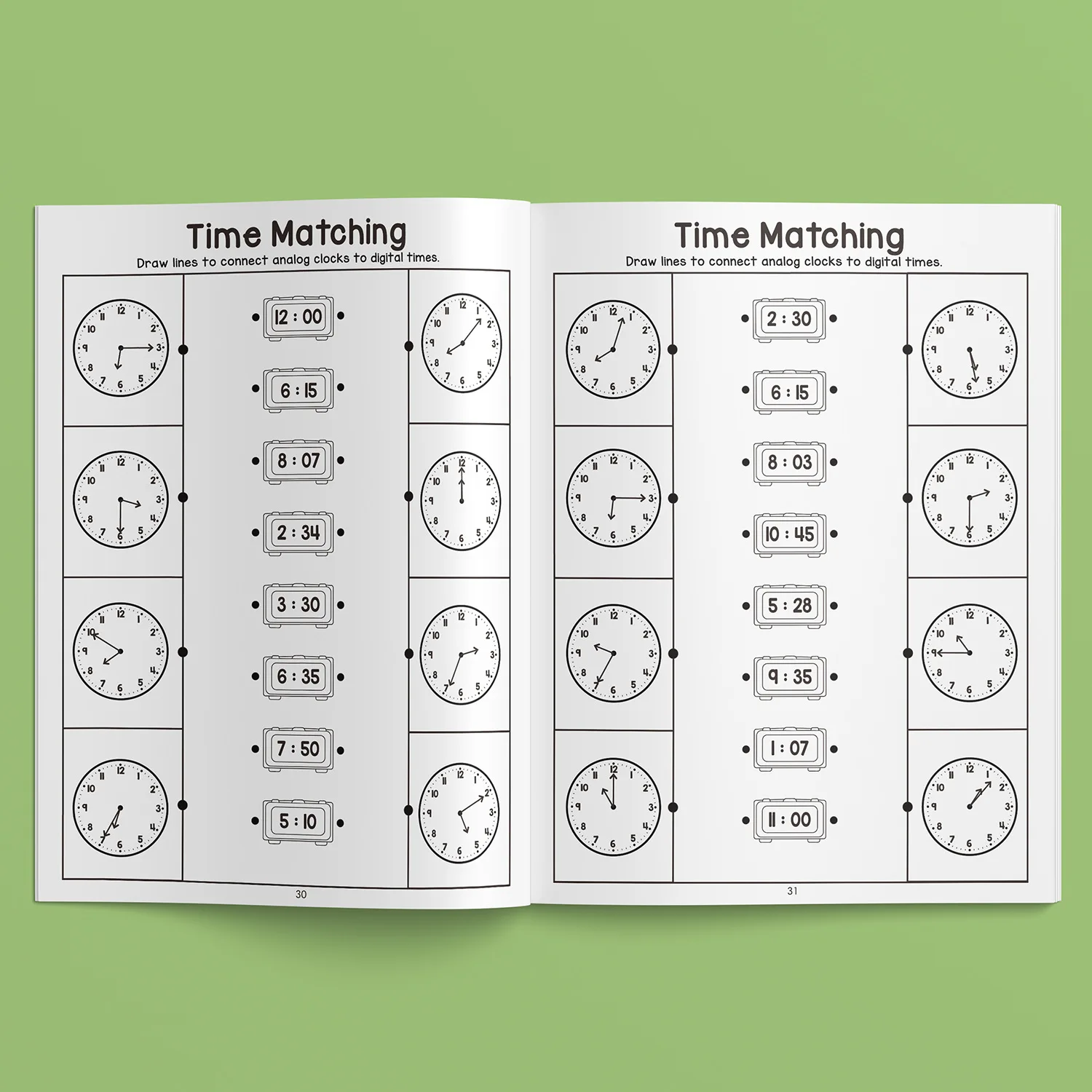 32 صفحة مقاس A4 كتاب ممارسة وقت القراءة للأطفال على مدار الساعة وقت الإدراك كتاب تعلم الكتاب المعرفي التفاعلي