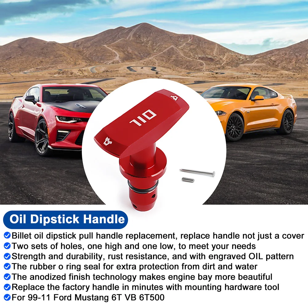 Universal Car Oil Dipstick Pull Handle Engine Oil Pullhandle Aluminum Billet Auto Replacement Modification Decoration