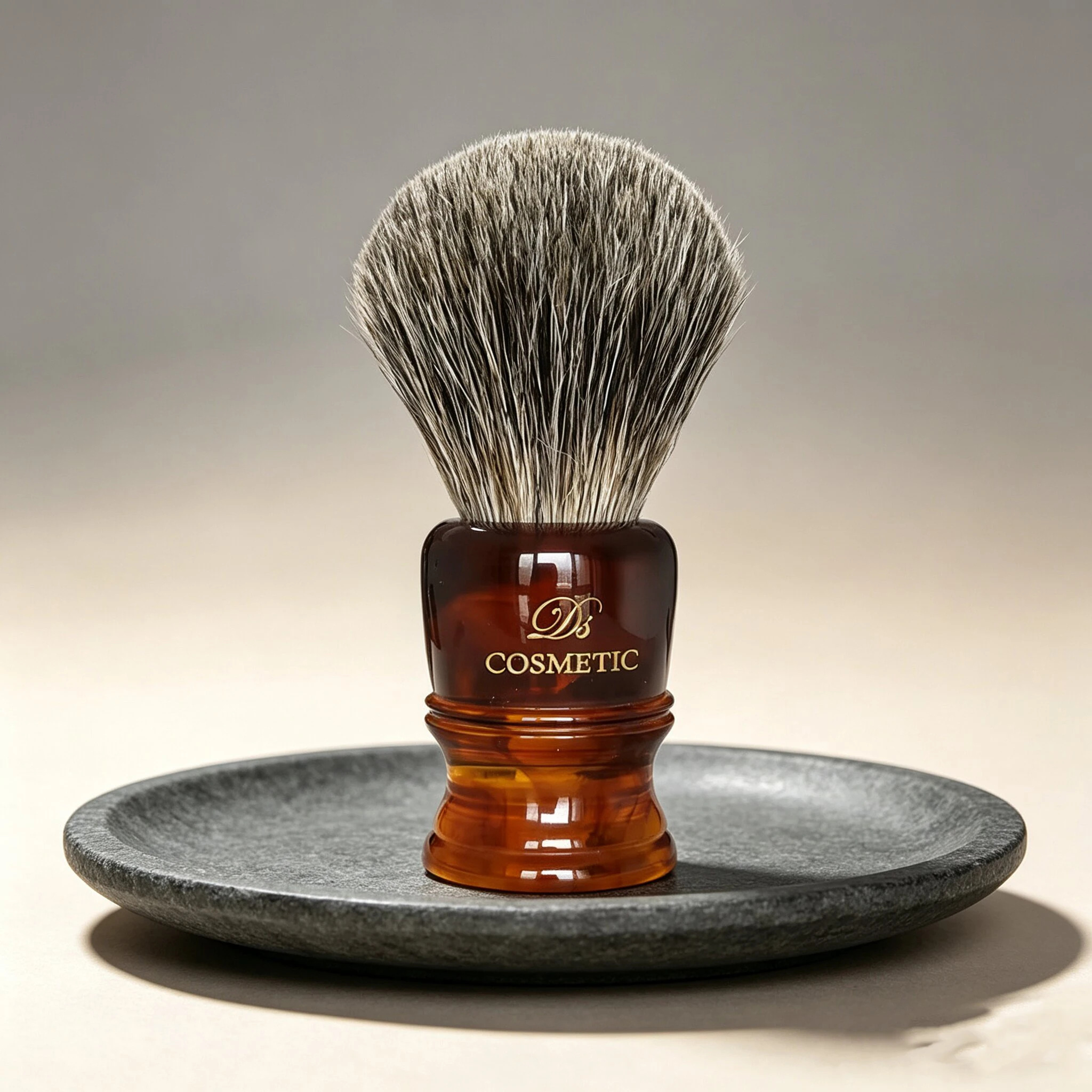 DiShi 22mm Shaving Brush with Amber 100% Pure Natural Hair And Resin Handle