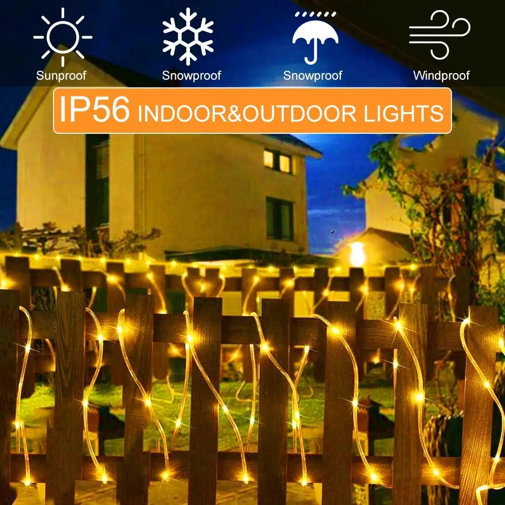 Fairy Lights Warm 1000 LED Rope Lights Solar Powered for Christmas Garden Fence Yard Party Wedding Decor 164 FT 8 Modes Xmax