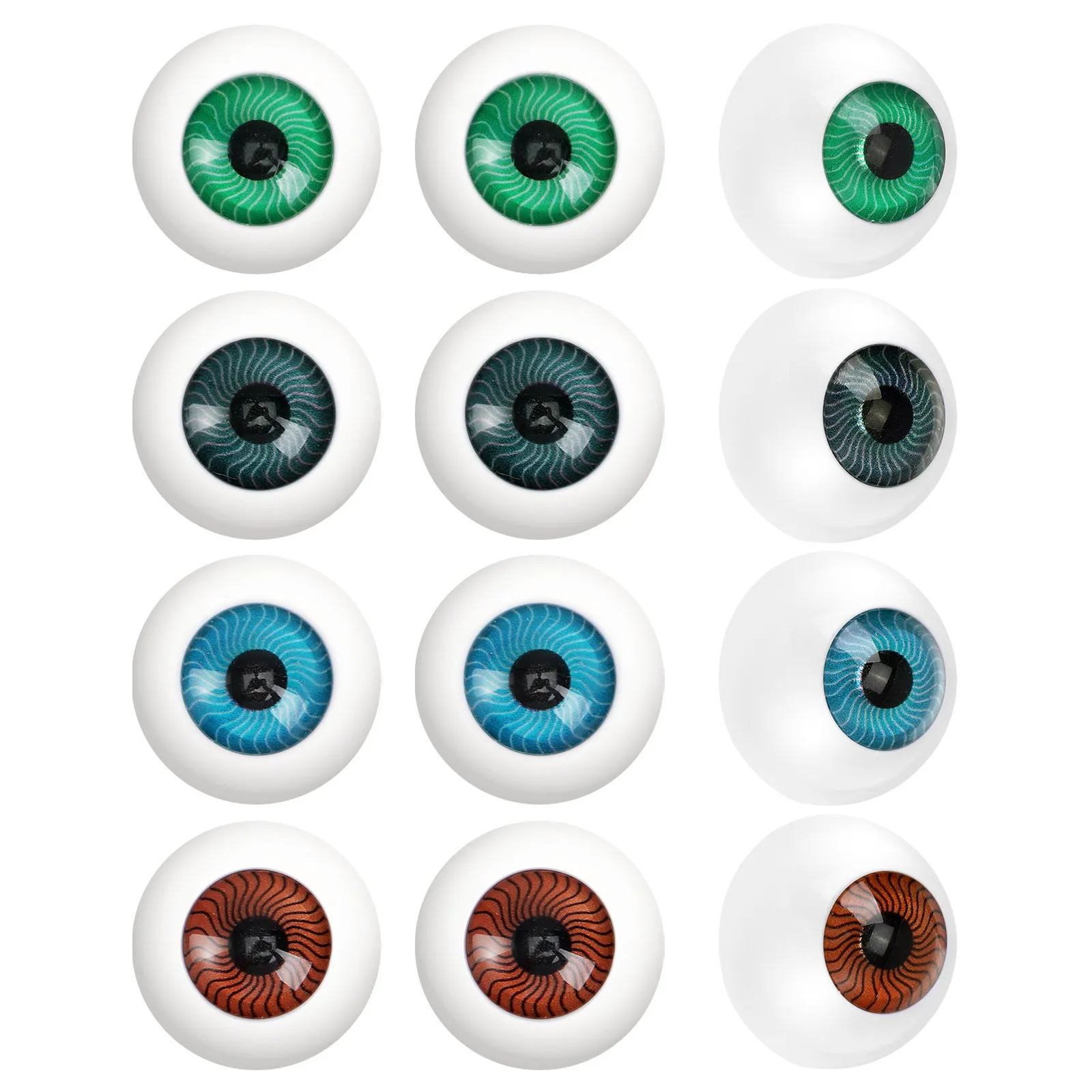 

8Pcs Hollow Eyeball Halloween Props Plastic Eye Balls Half Flat Back Realistic Radial Veins for Scary Mask Horror Party Decor