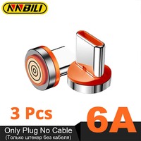 NNBILI 6A Round Magnetic Plug for Huawei Honor 3A USB Type C Magnet Tips Fast Charging Adapter for iPhone Samsung Xiaomi Oneplus