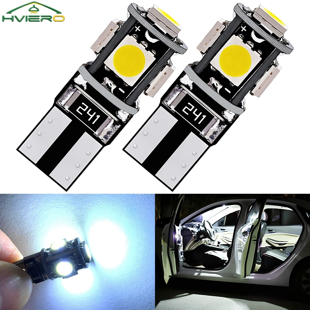 2Pcs LED Canbus 5050 5SMD Auto No Error DC 12V Bulbs White Blue Red Reading Tail Lamps Door Turn Signal Marker Interior Lighting