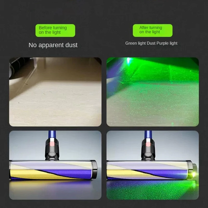 Luces de visualización de polvo para aspiradora, lámpara LED con pantalla de polvo para mascotas claramente con batería, accesorio Universal para aspiradora, VENTAS