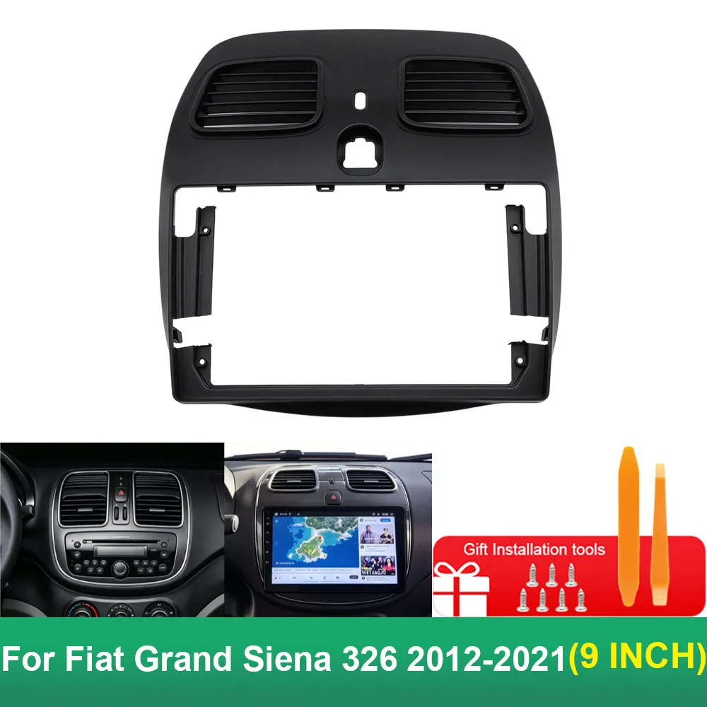 For Fiat Grand Siena 326 2012-2021 9 Inch 2Din Android Car Stereo Fascia Frame Dashboard Audio Trim Panel Kit