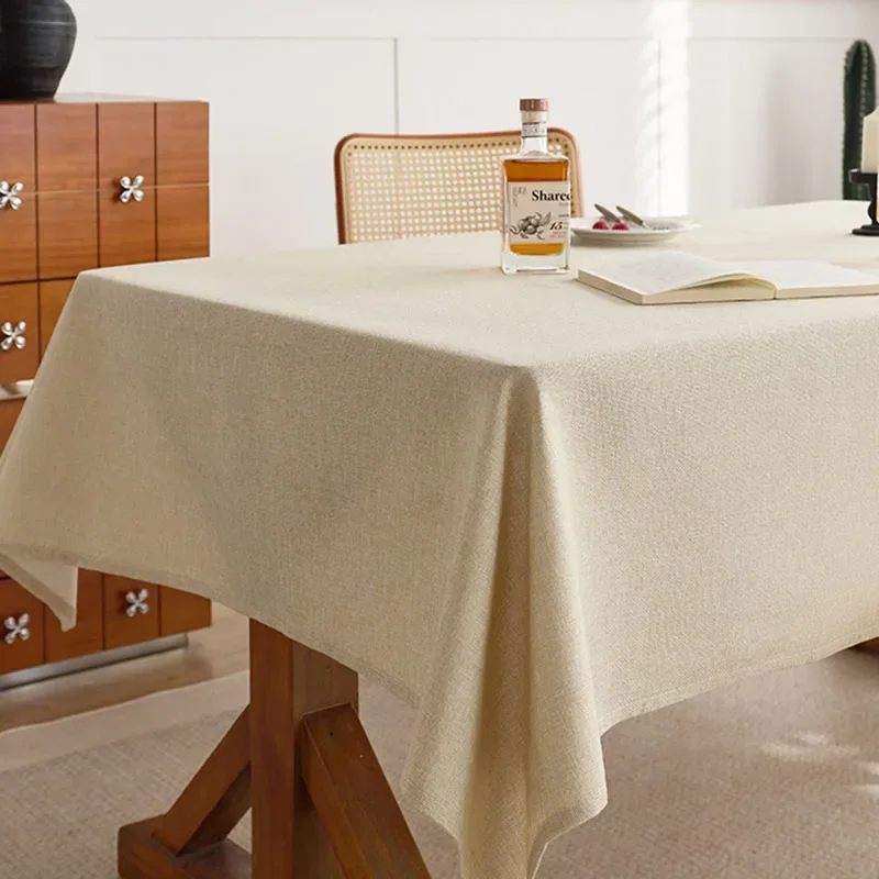 High Quality Solid Cotton and Linen Tablecloth Luxury Table Decoration for Dining 2Pcs Rectangular Anti-Wear Decorative Towel