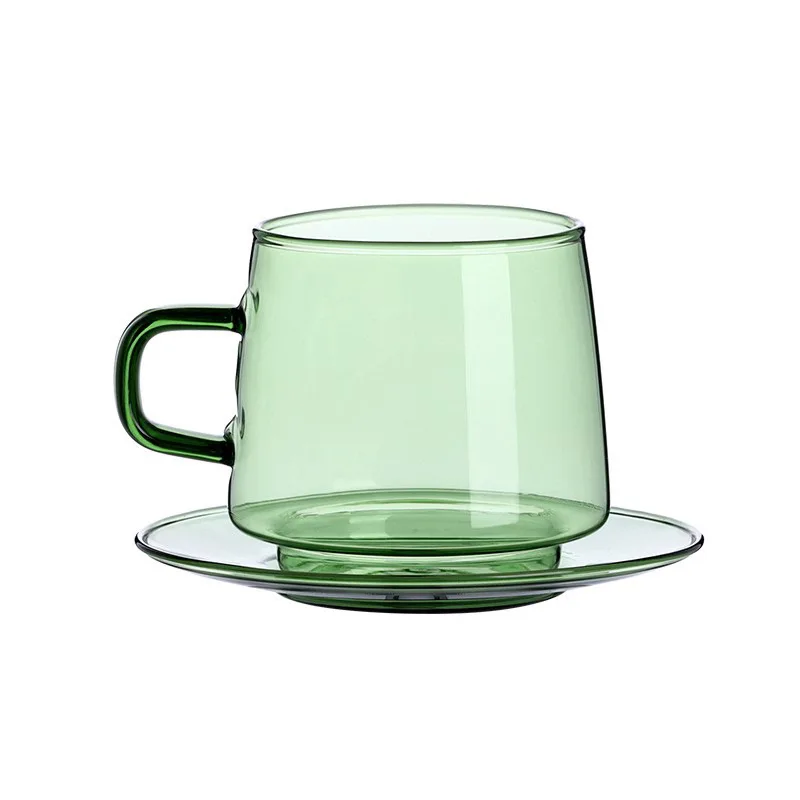 Colored Glass Mug Cup 350ml Heat Resistant Amber Blue Green Stackable Glass Cup Coffee Tea Cup 1PC