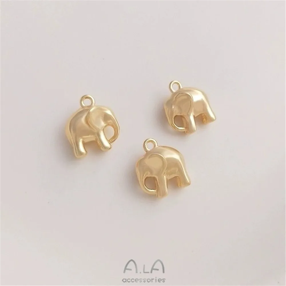 

14K Gold Color Preservation Cute Little Elephant Pendant Bright Small Pendant Handmade Diy Bracelet Necklace Jewelry Charm