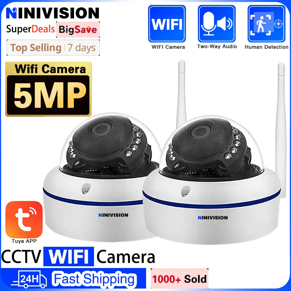 

5MP Wireless IP Security Tuya Audio Camera Outdoor Home Street Wifi CCTV Dome Camera Video Surveillance IP66 Waterproof Camera