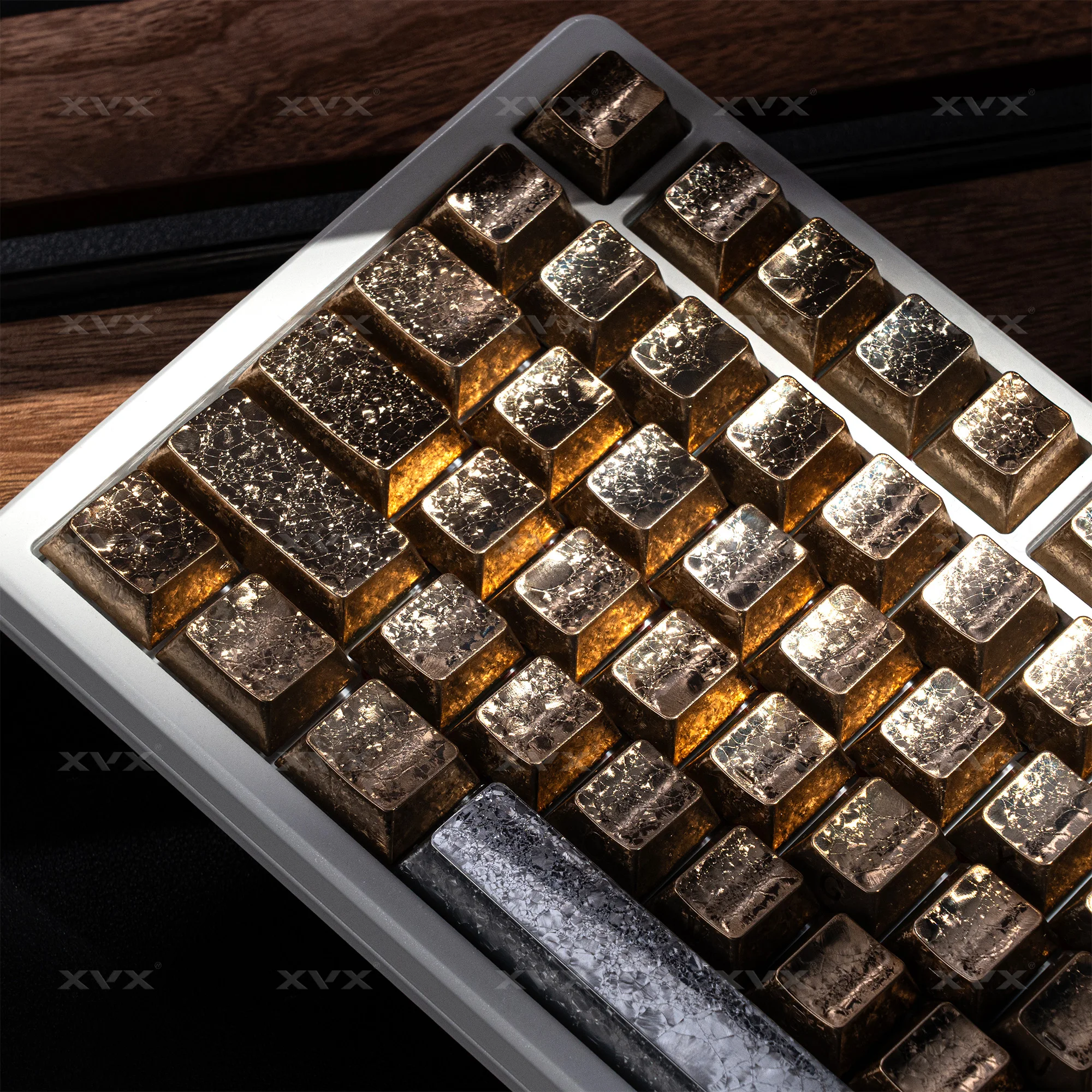 XVX – capuchons de touches en PBT doré, série feuille, Surface scintillante, profil Cherry, rétroéclairage rvb, brillant à travers le Double injection, 100 touches