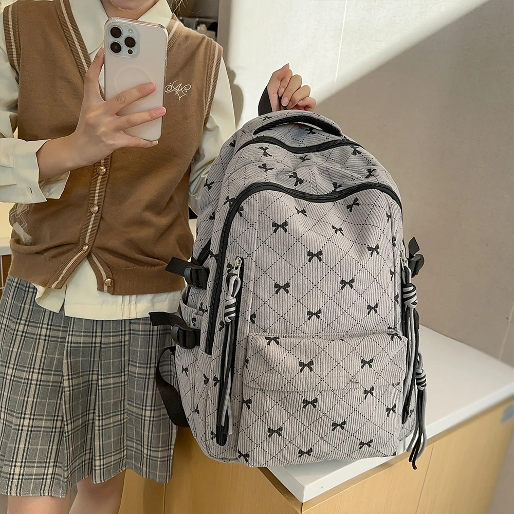 حقيبة ظهر مخططة للأزياء النسائية، حقيبة ظهر ترفيهية ذات سعة كبيرة، المشي لمسافات طويلة في الهواء الطلق، حقيبة ظهر خفيفة الوزن للسفر