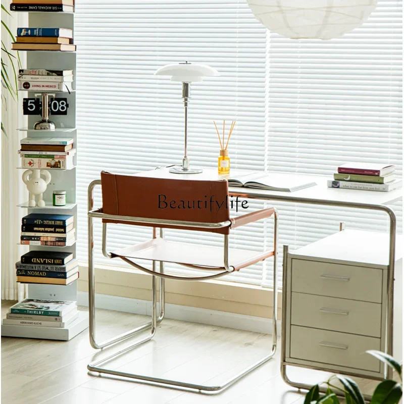 

Simple Computer Desk Home Study Desk Studio Stainless Steel Table