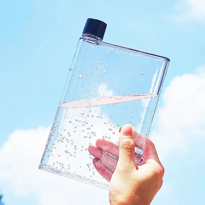 BPA  A5 A6 Paper Cup Bottle Flat Water Bottle Notebook Bottle ECO Friendly Free Clear Portable Book Drink Water Bottle