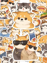 Autocollants décoratifs d'animaux de dessin animé, stickers waterproof, mignon, Shiba Inu, chat, pour valise, skateboard, salariés, ordinateur portable, moto, à faire soi-même, 50 pièces