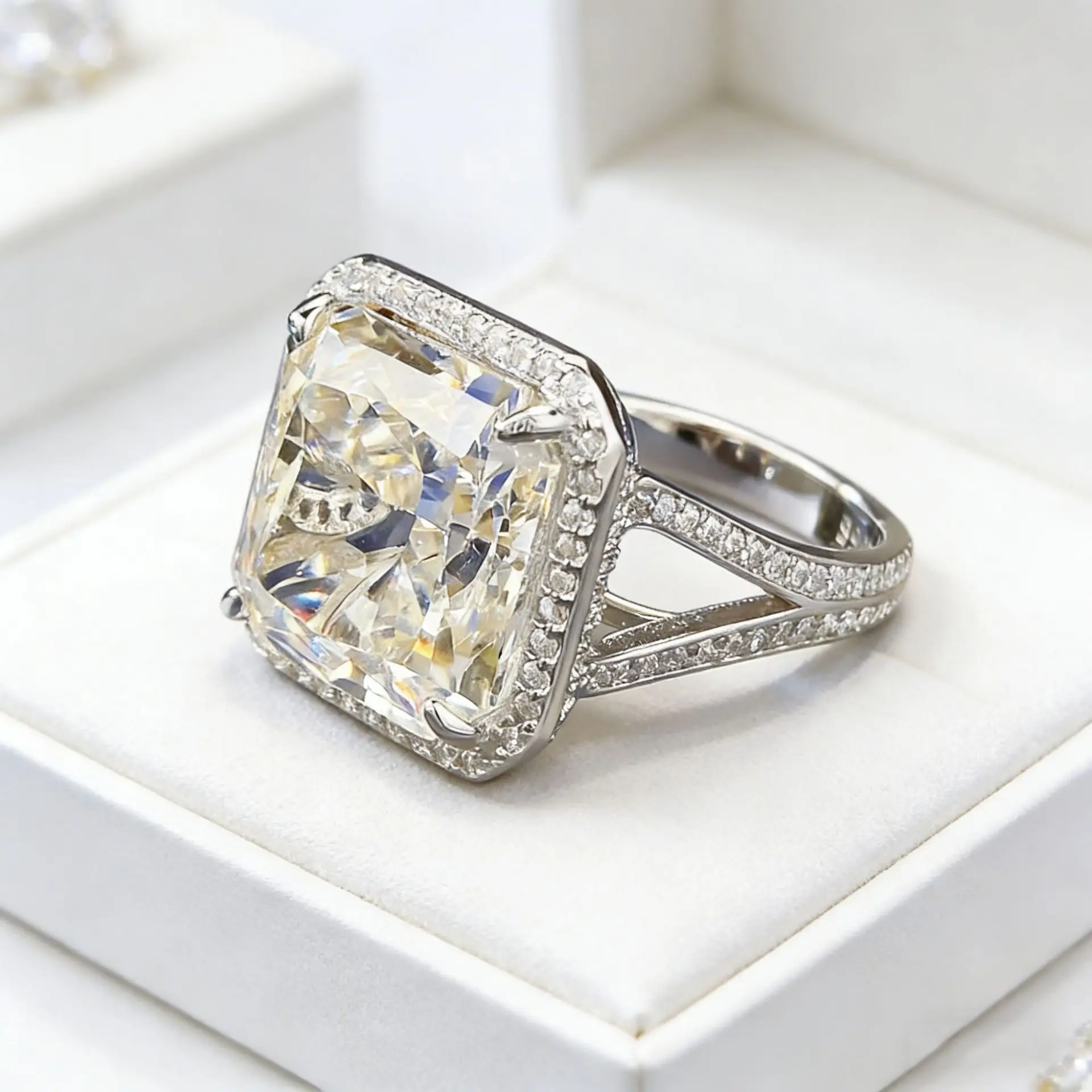 Square High Carbon Diamond s925 Silver Rings 13*13mm 5A Grade Big Stone Stunning Ring Fine Jewelry - view 4