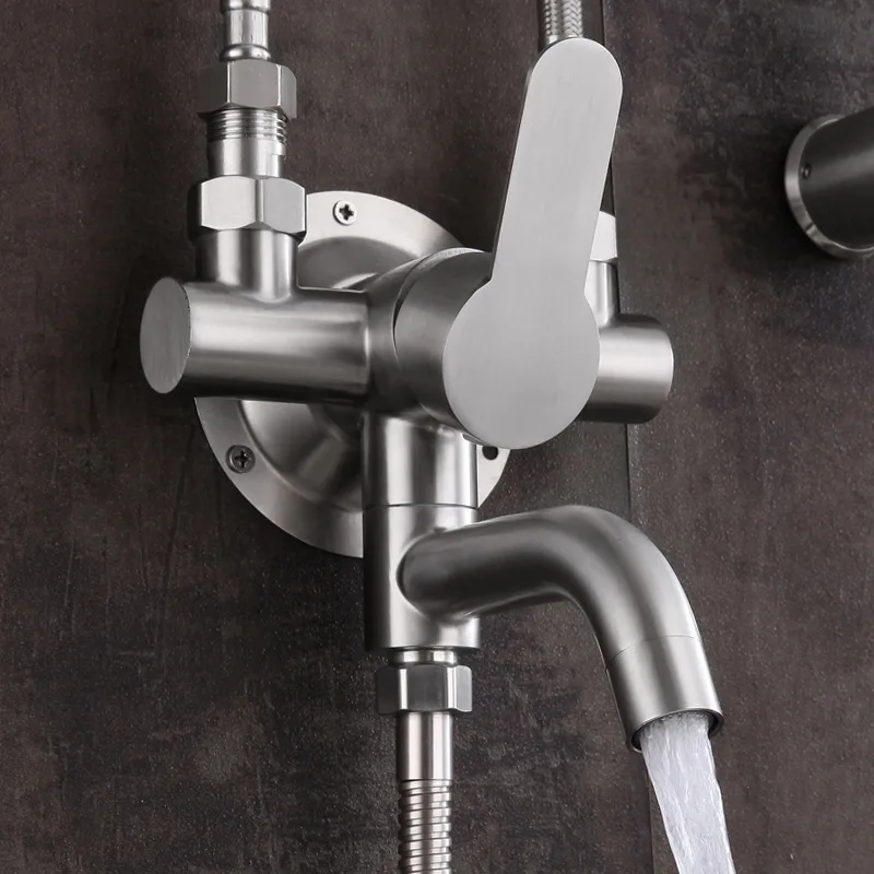 1PC 304 Stainless Steel Brushed Bathtub Faucet Wall Mount Cold Hot Water Mixer Nozzle Tap Bathroom Shower Faucet
