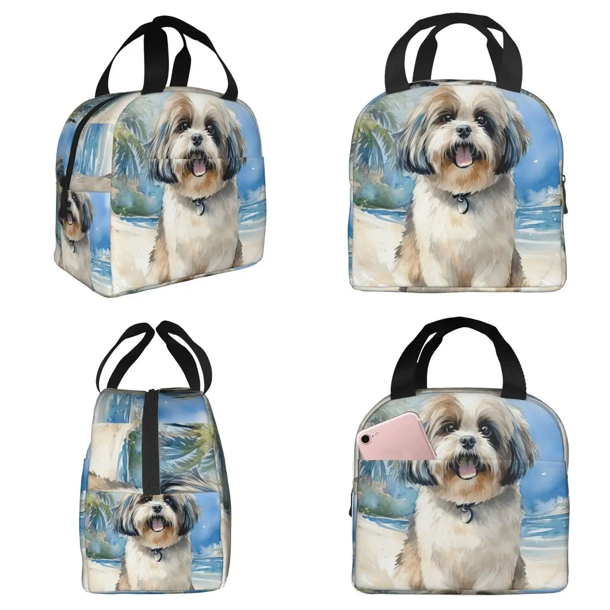 

Термосумка для обедов Shih Tzu On The Beach для женщин, офисная термосумка-холодильник, герметичный контейнер для еды, сумка-тоут для ланчей