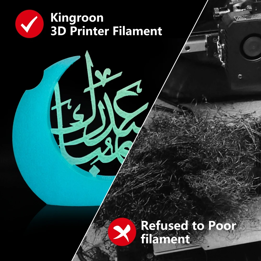 KINGROON Glow PLA Filament 1,75mm 1kg 2kg, grün-blaues, im Dunkeln leuchtendes 3D-Drucker-Filament, leuchtendes Farbwechsel-PLA-Plastik, am besten geeignet für UV-Lampen, passend für die meisten FDM-3D-Drucker, 1KG Spule (2,2Lbs), dieses Filament absorbiert Licht und gibt ein wunderschönes Licht ab. – Detail 9