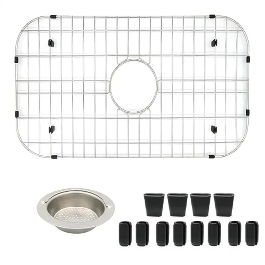 

Kitchen Sink Grid 26-1/8"x14-1/4 - Heavy Duty Kitchen Sink Protector with Built-in Strainer and Non-Slip Rubber Feet and Scratc