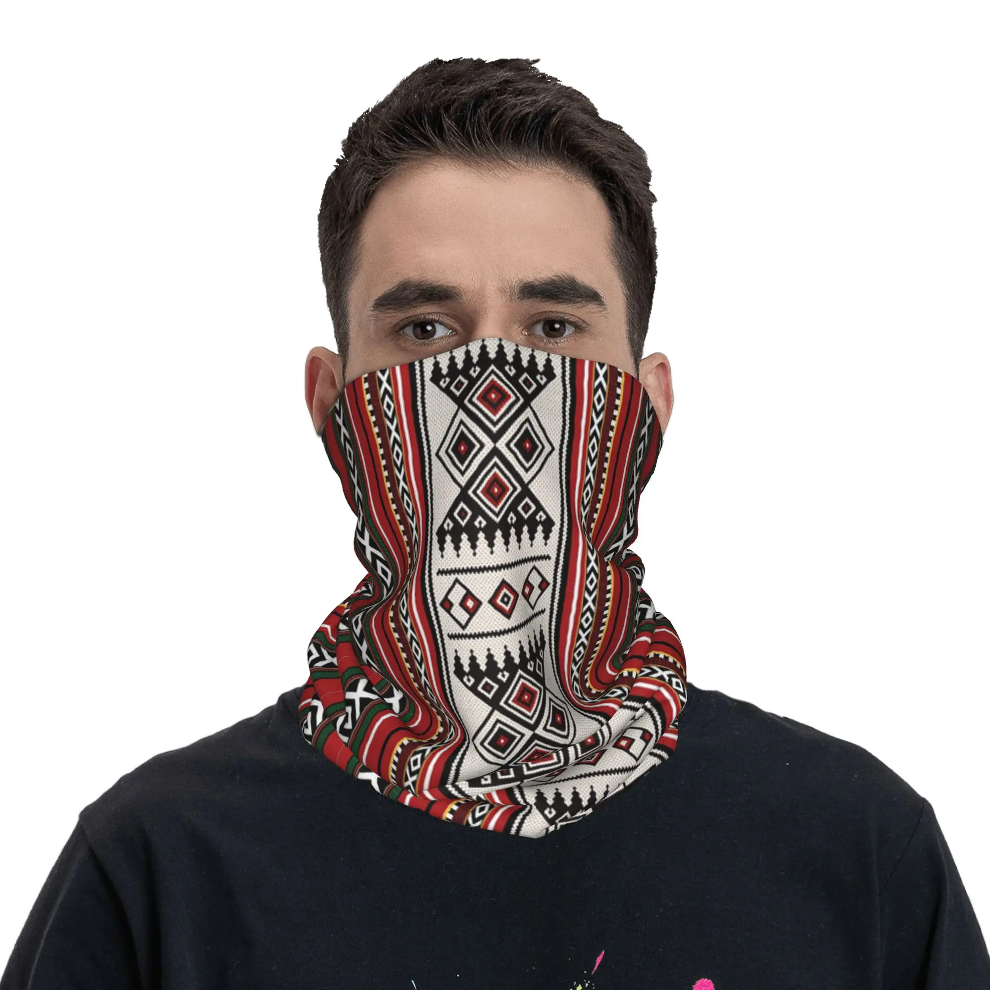 African Tribal Black Month Stripes Print Bandana Neck Gaiter Printed Mask Scarf Warm Headwear Outdoor Sports Unisex Adult
