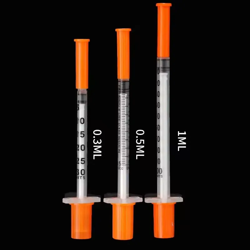 

100pcs 1ML Disposable Plastic Veterinary Syringe Orange Cap With Needles For Pet Farm Animal Cat Dog Pig Cattle Sheep