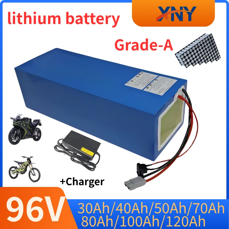 

High Capacity Lithium Ion Battery 96V 60Ah-100Ah for 5000W Motor with 26S BMS 10A Charger for Robot Scooter Motorcycle AGV with