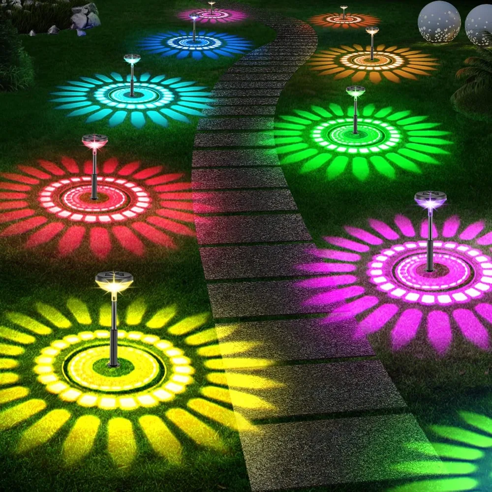 

Bright Solar Pathway Lights Outdoor 8 Pack Color Changing IP67 Waterproof Solar Powered Garden Light Walkway Yard Lawn Decorativ