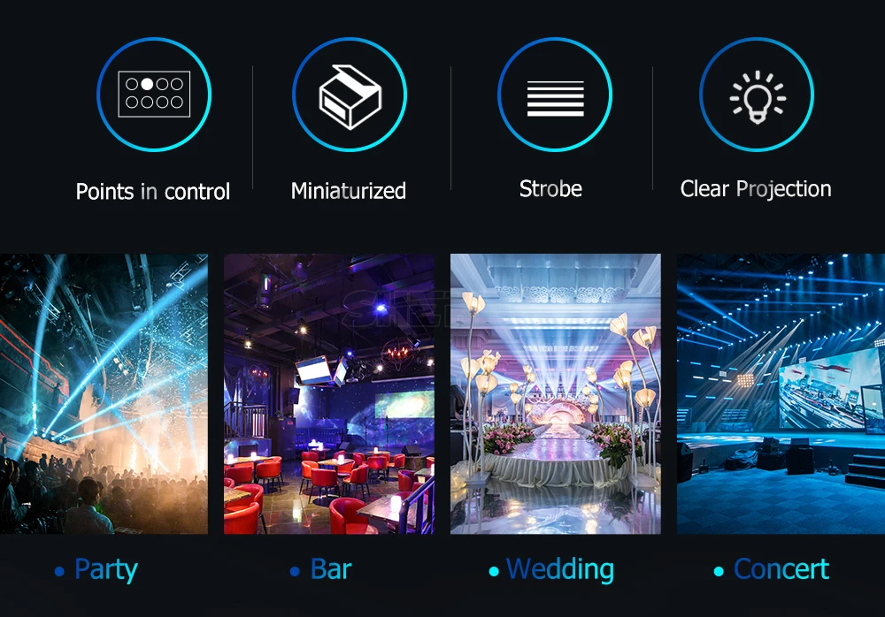 SHEHDS 8X6W Mini LED Strahl Moving Head RGBW Beleuchtung Bühne Licht Gut Für Partys DJ Disco hochzeit Dekoration Nachtclub Lichter – Detail 2