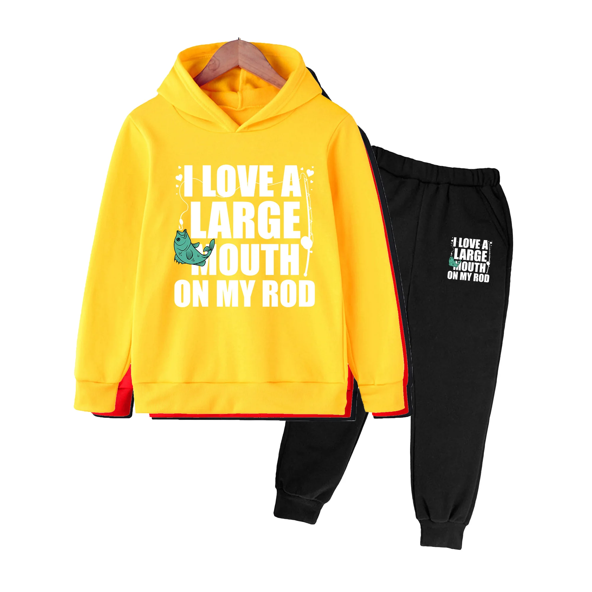 Kids Boys Girls Hoodie and Pants Set, Teal Fish Print Casual Loungewear Outfit for Daily Wear