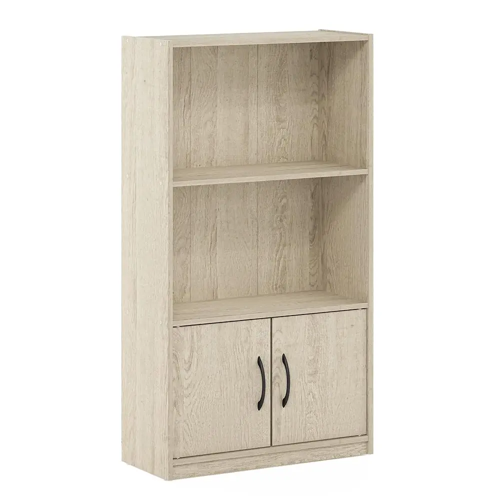 

Gruen 3-Tier Open Shelf Bookcase With 2 Doors Storage Cabinet, Metropolitan Pine