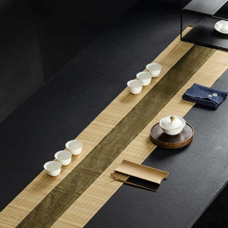 Bamboo Tea Mat Linen Zen Fabrics Table Runner Chinese Cotton Towel Heat Insulation Cloth Cushion