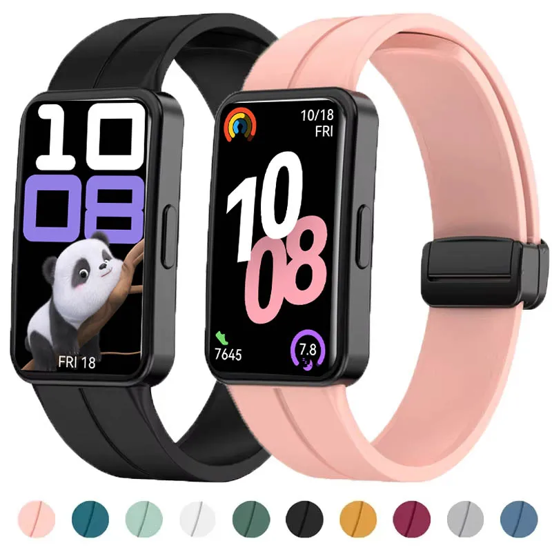 حزام سيليكون مغناطيسي لهواوي باند 8 9 10 سوار ساعة بديل معصمه سوار ساعة رياضي ناعم لهواوي Smartband 10