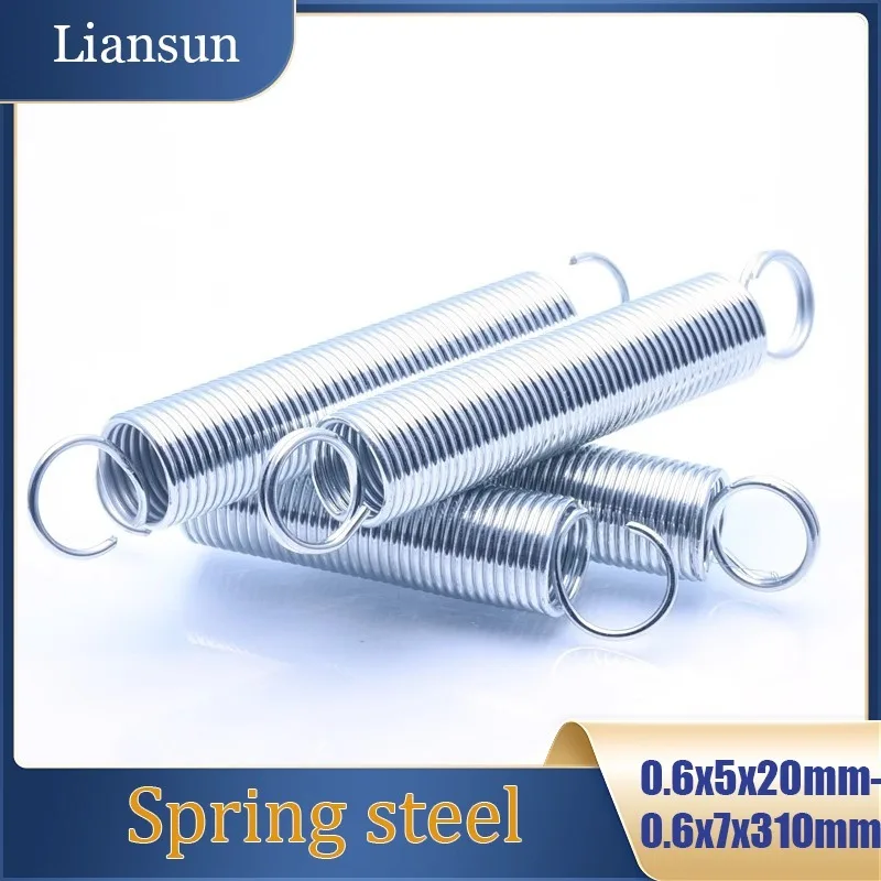 Wire Gauge 0.6x5x20mm–0.6x7x310mm Galvanized Spring Steel Tension Tension Springs Closed-End Open-End Hook Springs
