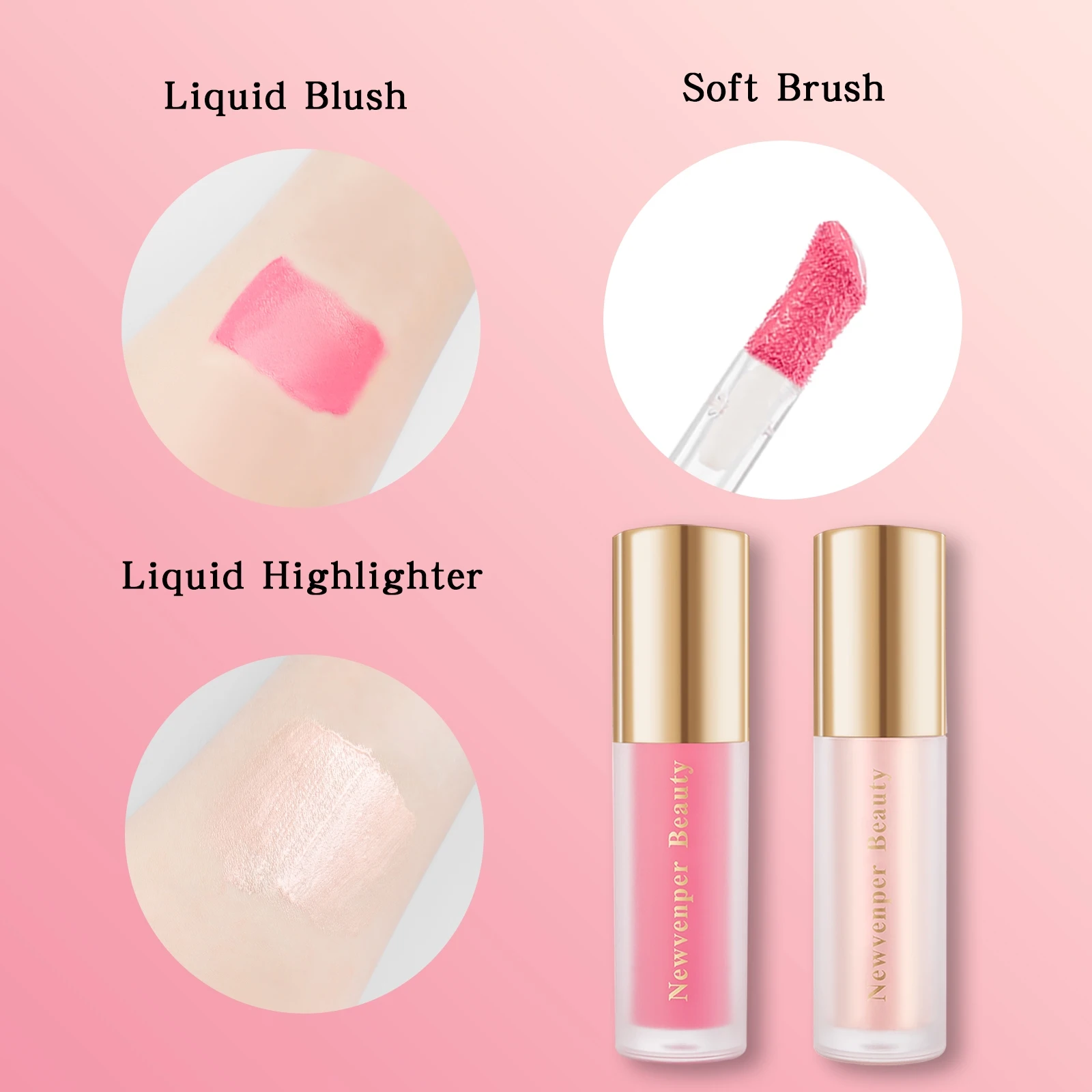 هايلايتر سائل + أحمر خدود سائل للوجه والجسم، لمسة نهائية لامعة عالية، لومينييزر سائل متوهج طبيعي، كريمي حريري، يدوم طويلاً #4