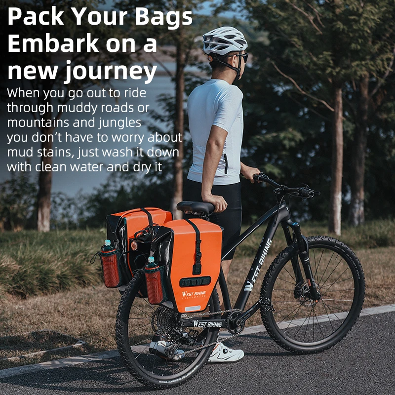 WEST BIKING Bike Pannier Bag 50L Waterproof Travel Cycling Bag Bicycle Rear Rack Tail Seat Trunk Bags bicycle bags & panniers