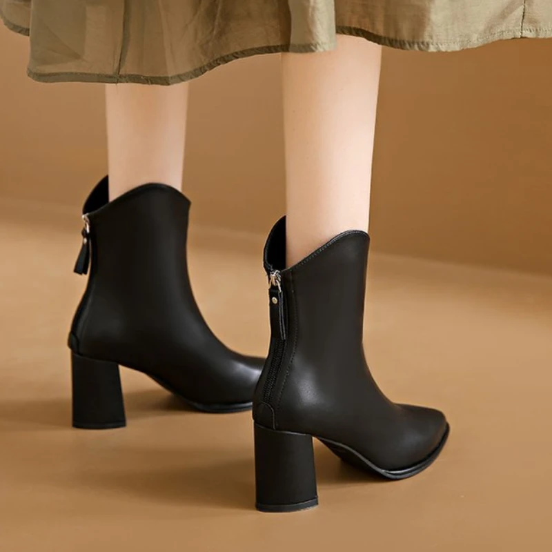 2023 New Trend Winter High Heels Ankle Chelsea Boots Women Goth Fashion Pointed Toe Chunky Shoes Dress Punk Casual Women Boots