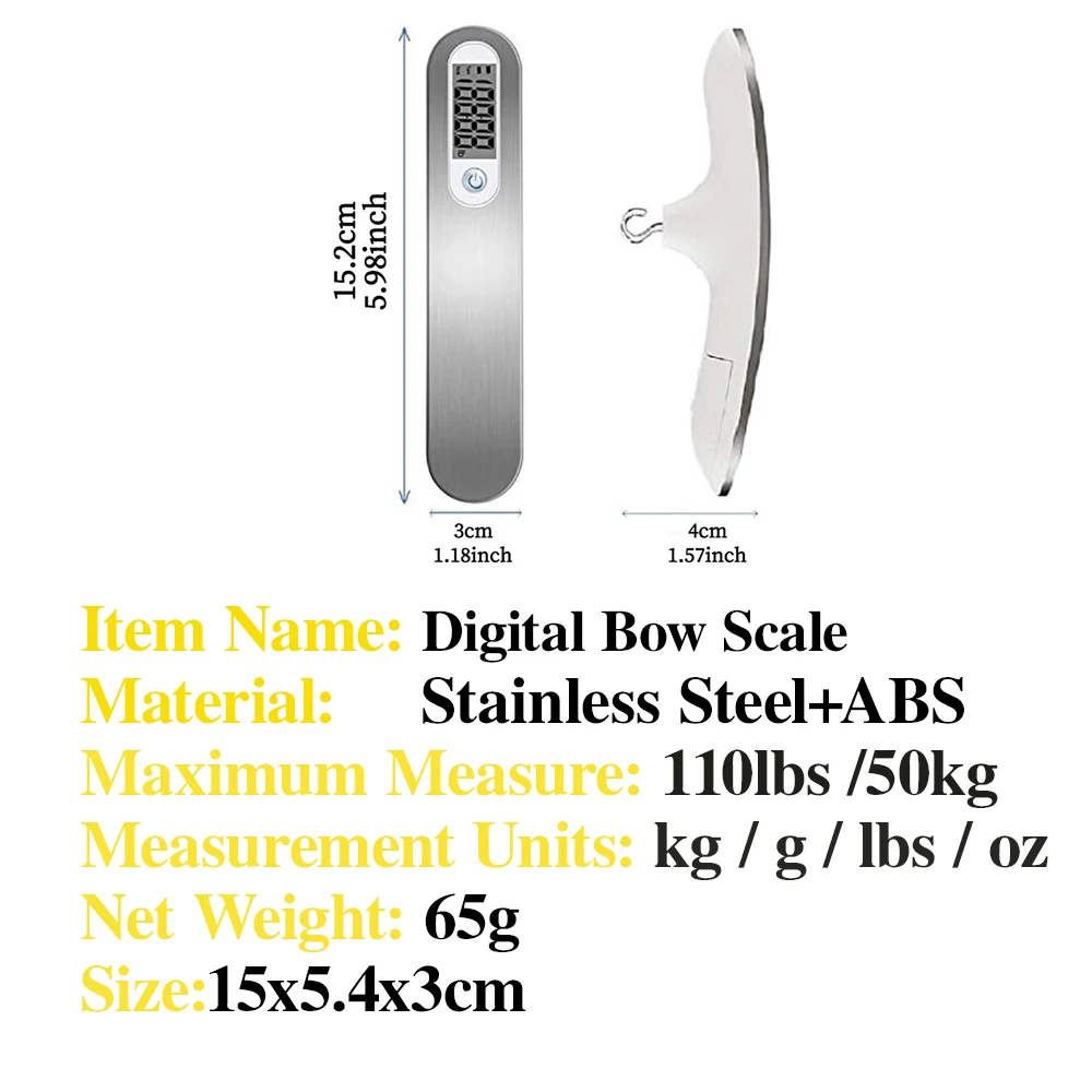 110lbs Archery Bow Scale Digital Dynamometer Multifunctional Portable Weighing Device Measuring Peak Instrument Test Tool