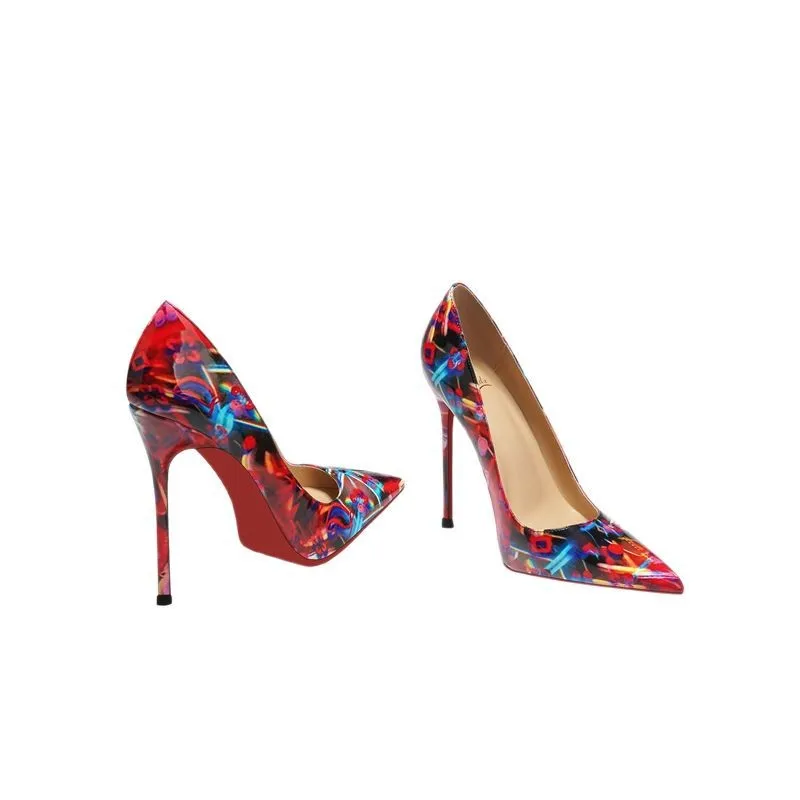 

Туфли на высоком каблуке BloomstepsC из лакированной кожи с красной подошвой, 12 см, лето 2025, европейский и американский стиль, с острым носком, на тонком каблуке, сексуальные